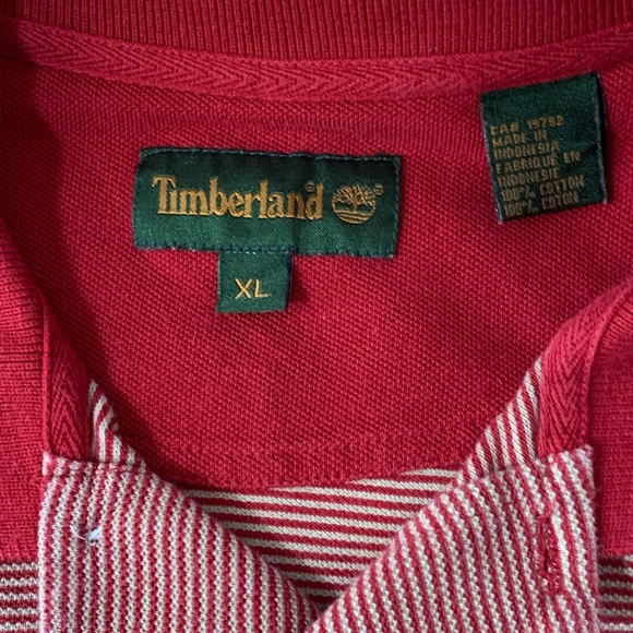 Timberland Red Striped Short Sleeve Polo Size XL - Picture 4 of 6